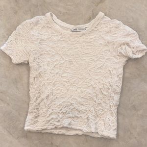 Zara white scrunch top